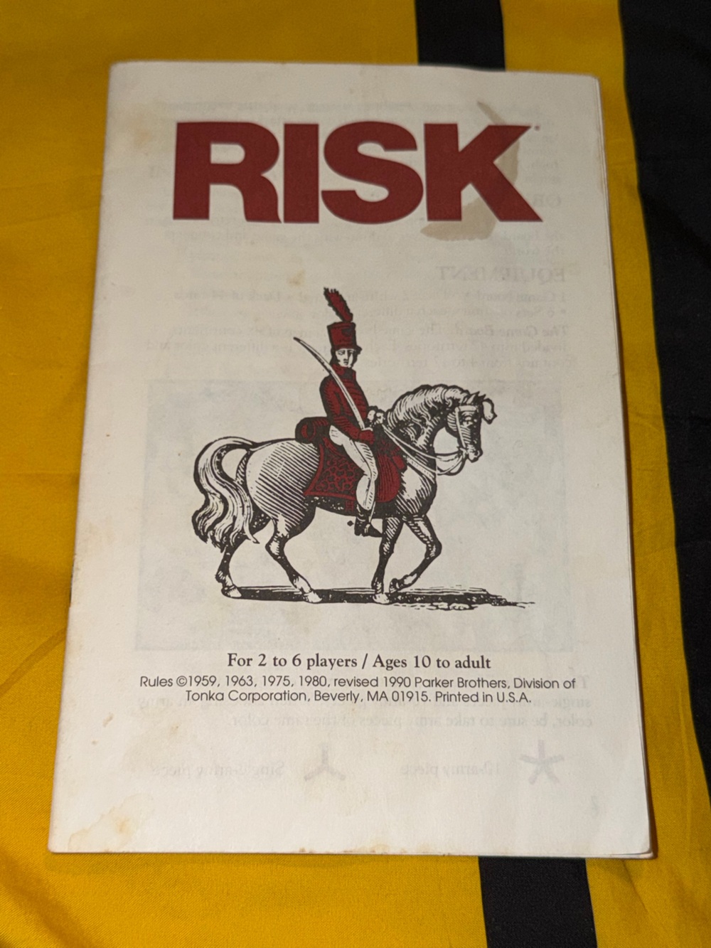 Risk 1990 Board Game Rules Manual Instruction Booklet Vintage Classic Used Pre O